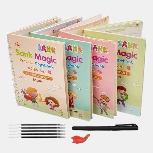 Sank Magic Practice Copybook (4 BOOKS,1 PEN,1 GRIP,10 REFILL) Pack of 1 - Urban India